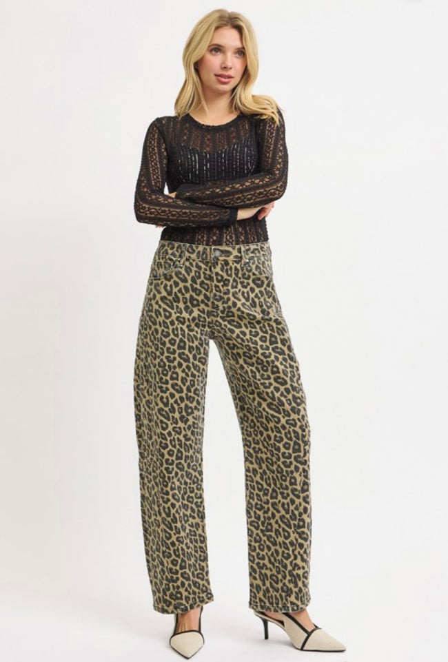 Leopard Barrel Jeans