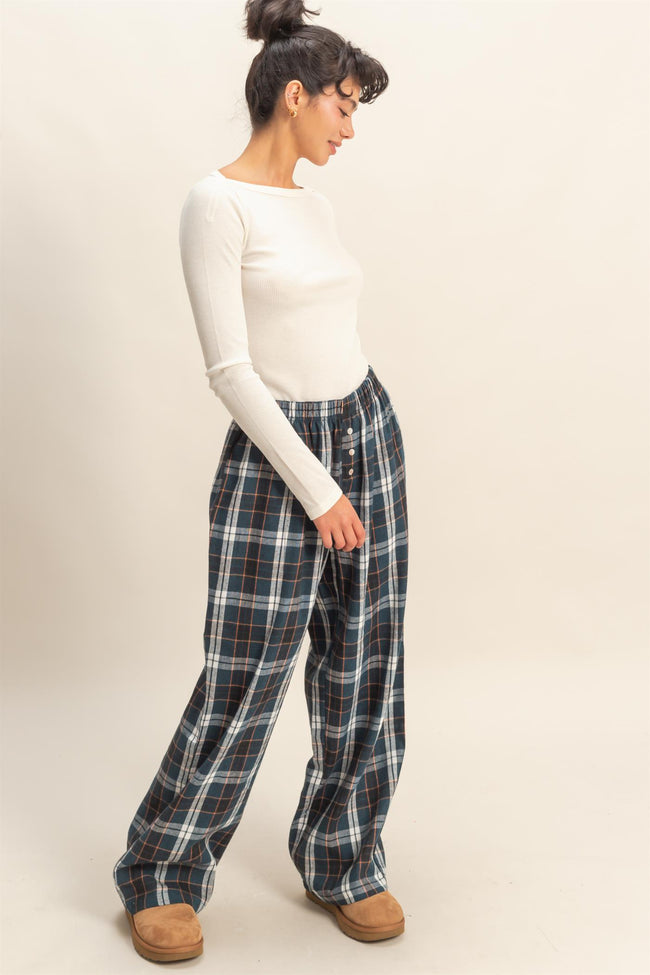 Navy Plaid Pants