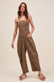 Leopard Barrel Denim Jumpsuit