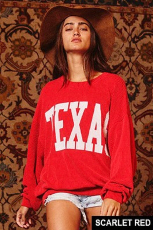 Red Texas Corded Sweatshirt