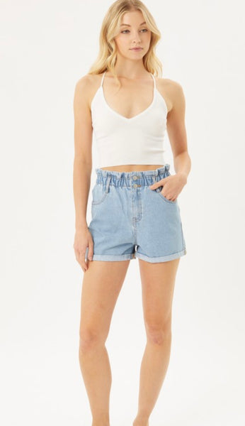 Paperbag Denim Shorts