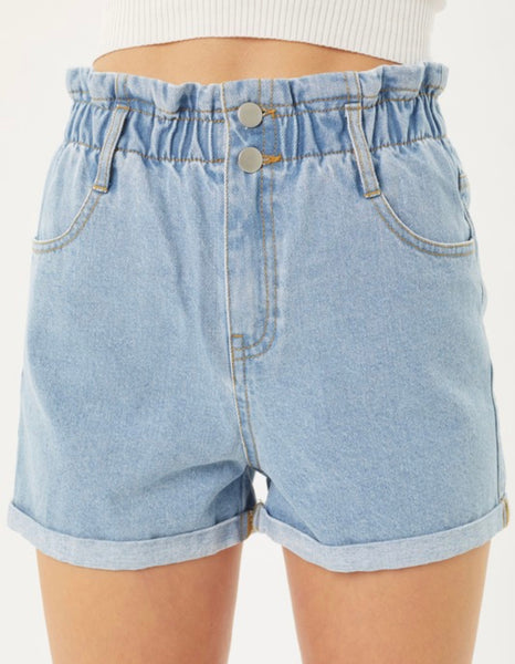 Paperbag Denim Shorts