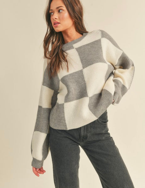 Grey Days Check Sweater