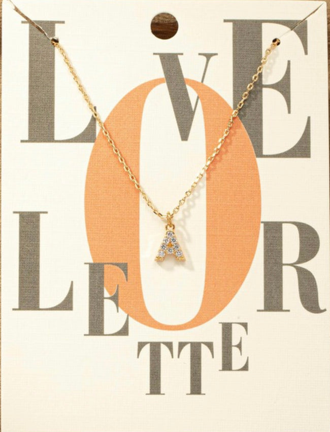 Love Letter Rhinestone Initial Necklace
