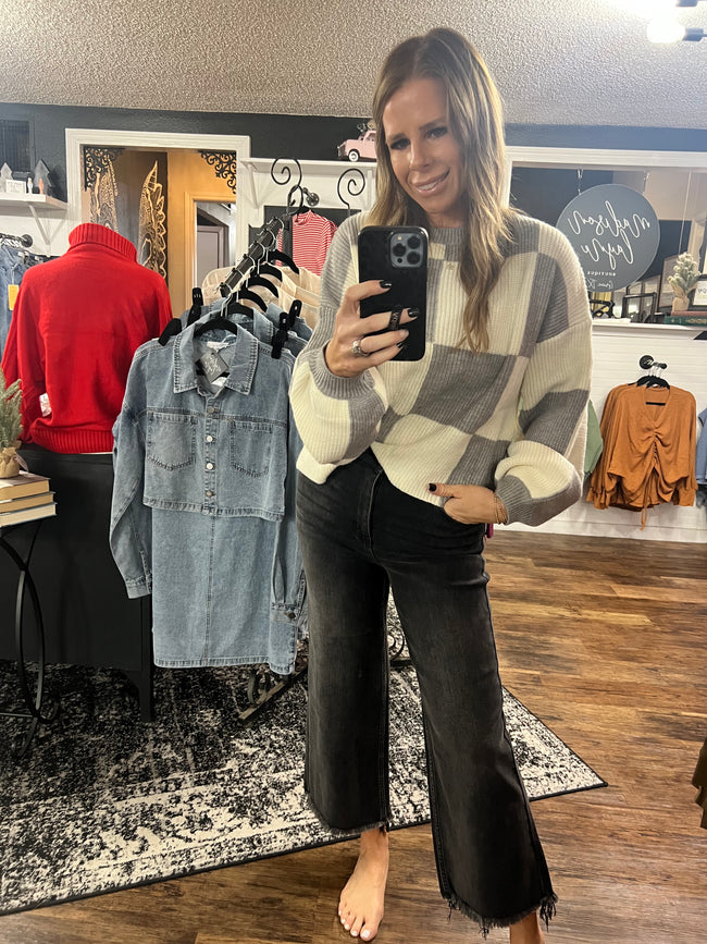 Grey Days Check Sweater