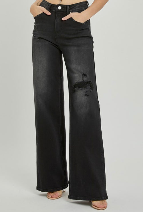 Blacked Out Wide Leg Jeans