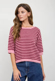 Blush n Burgundy Stripe Top