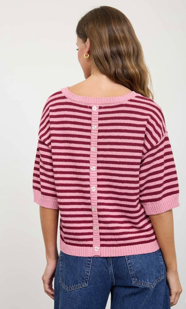 Blush n Burgundy Stripe Top
