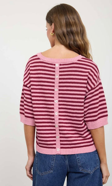 Blush n Burgundy Stripe Top