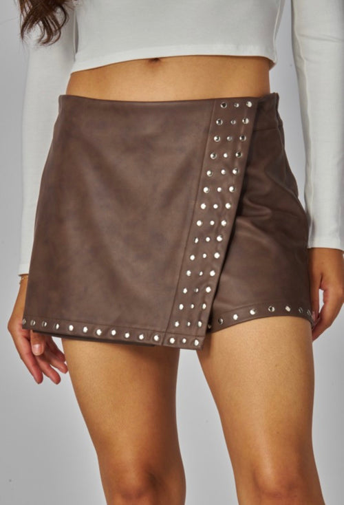 Leather Studded Skort