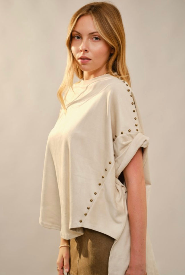 Suede Studded Top