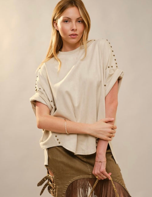 Suede Studded Top