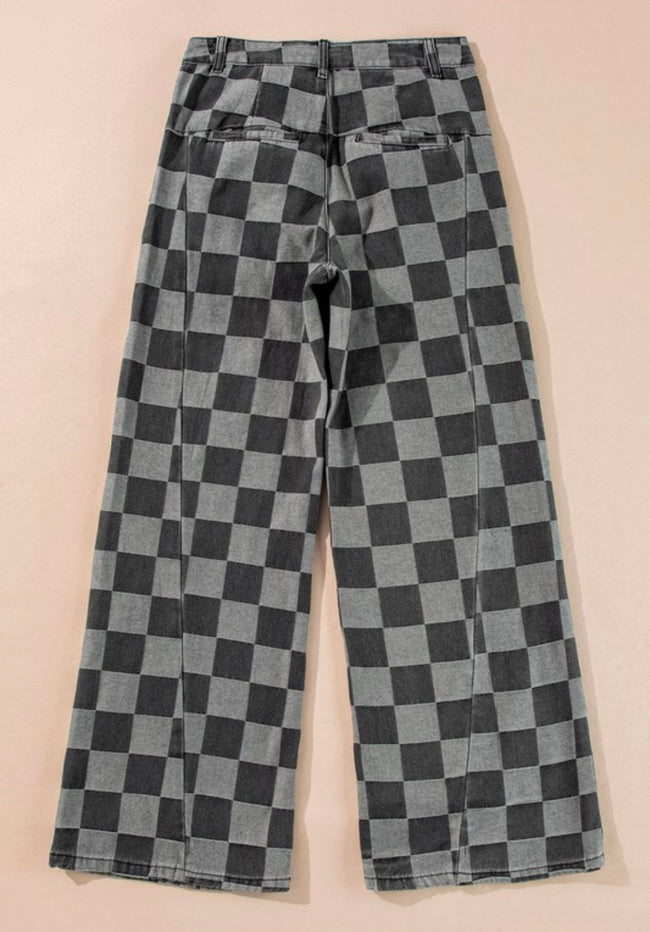 Checkered Denim Jeans