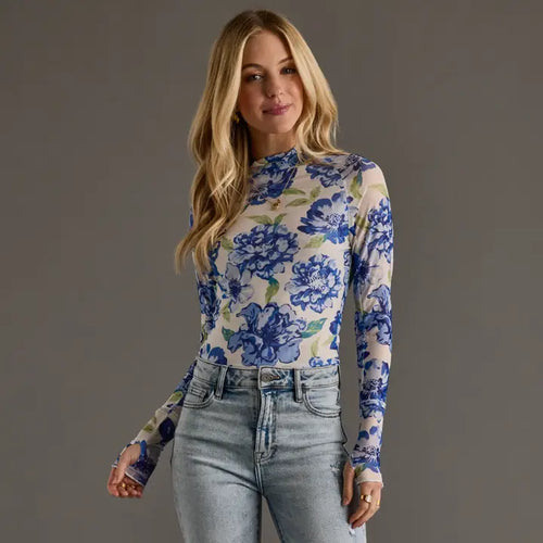 Spring Time Floral Mesh Top