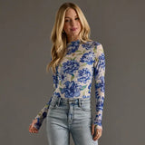 Spring Time Floral Mesh Top