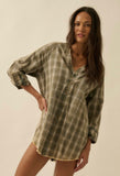 Evergreen Plaid Shirt Dress