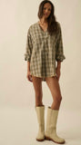 Evergreen Plaid Shirt Dress