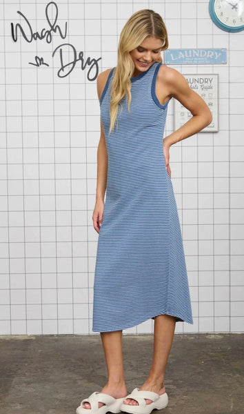 Blue For You Striped Midi Dress