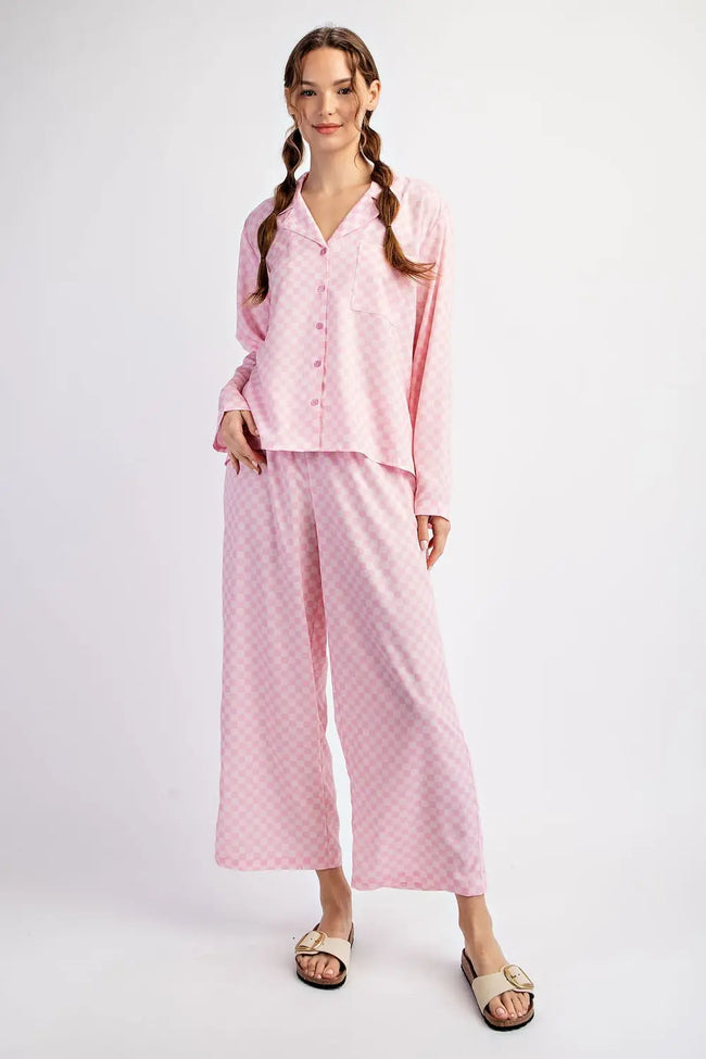 Pink Check Pajama Set
