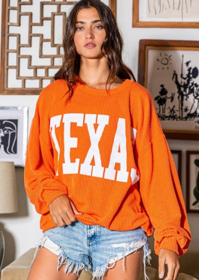 Anyway You Want It Texas Corded Pullover