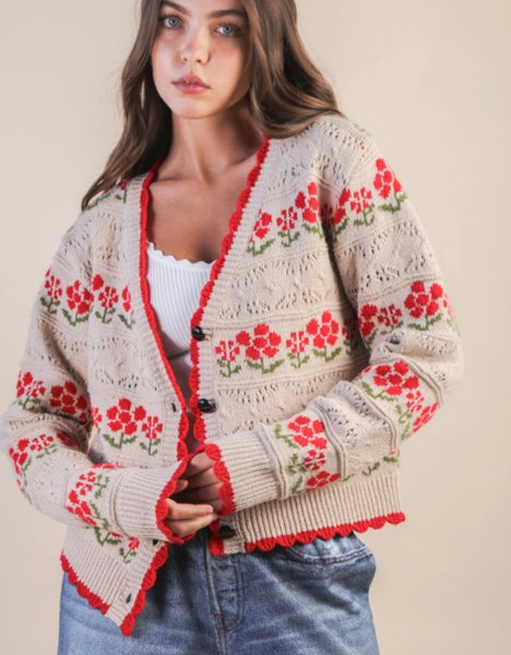 Winter Floral Cardigan