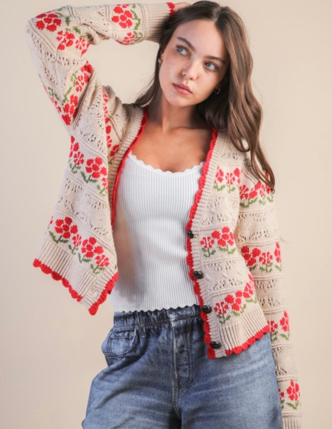 Winter Floral Cardigan