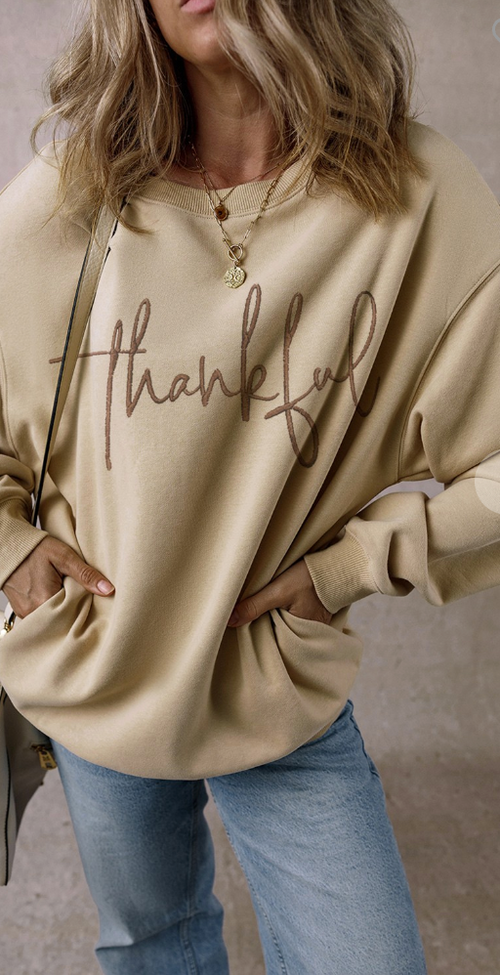 Thankful Embroidered Sweatshirt