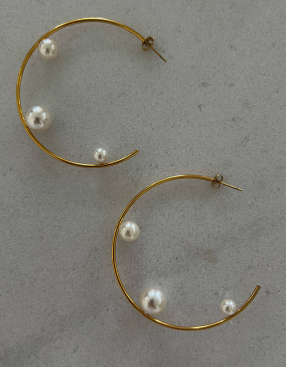 Large Pearl Hoops