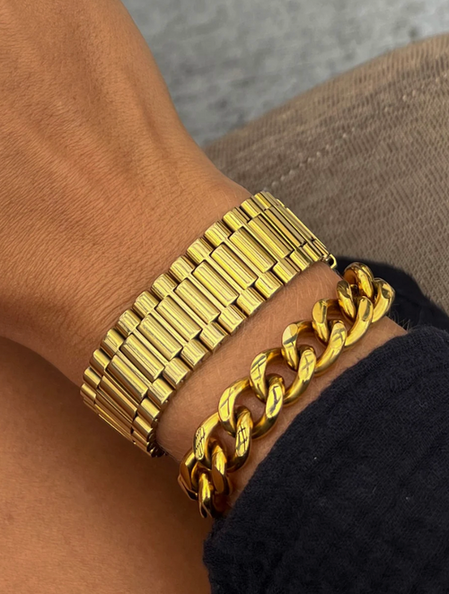 Thick Gold Watch Band Bracelet