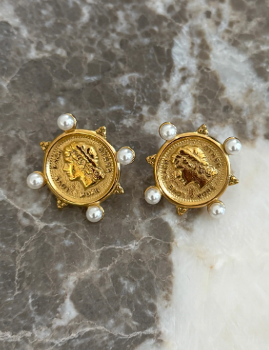 Pearl Coin Earrings