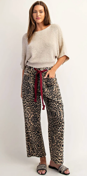 Leopard Tie Barrel Jeans