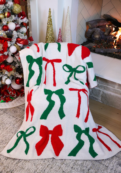 Cozy Christmas Bow Blanket