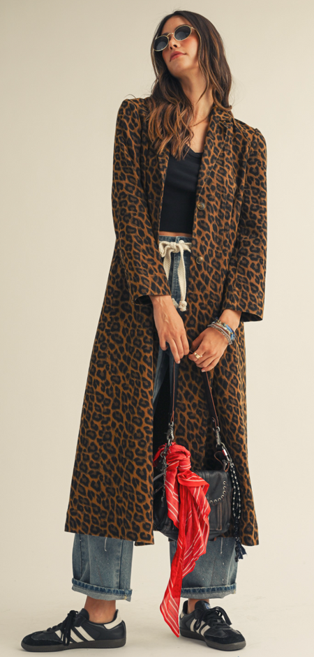 Oversized Leopard Denim Jacket