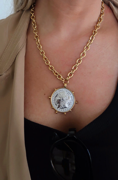 Two Toned Coin Necklace