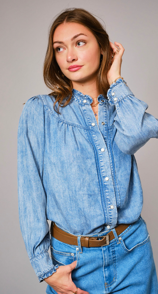 Denim Ruffle Days Top