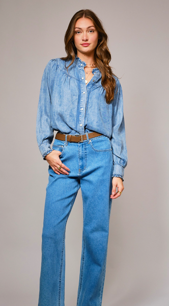 Denim Ruffle Days Top