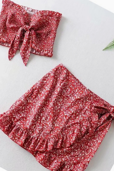 Floral Holiday Skirt Set
