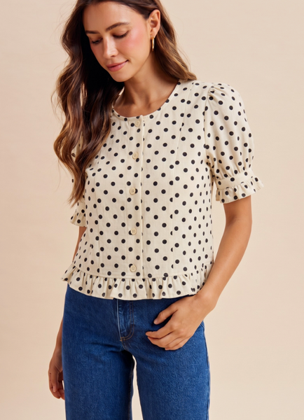 Polka Dot Puff Top