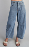 Mineral Washed Striped Barrel Pants