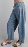 Mineral Washed Striped Barrel Pants