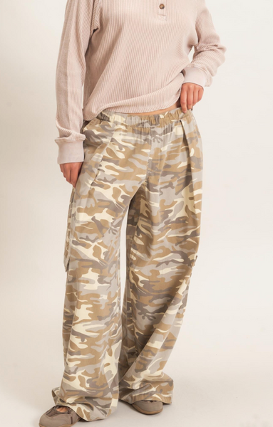 Stone Washed Camo Cargo Pants