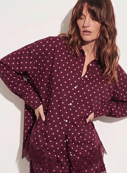 Burgundy Crush Polka Dot Lace Top