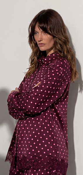 Burgundy Crush Polka Dot Lace Top