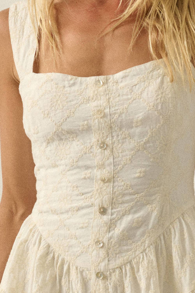 Floral Embroidered Corset Romper
