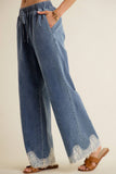 Trimmed in Lace Demin Pants