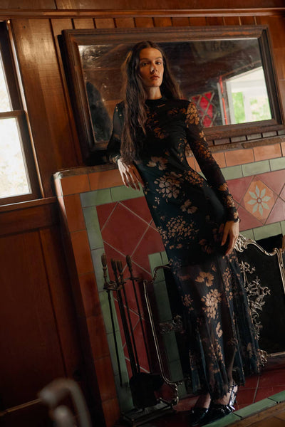 Floral Mesh Maxi Dress