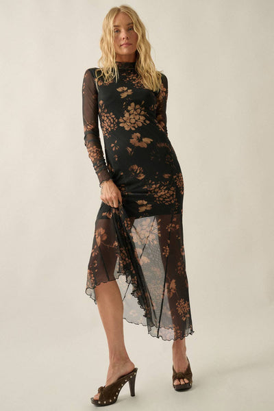 Floral Mesh Maxi Dress
