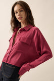 Satin-Stripe Pearl-Button Pocket Shirt